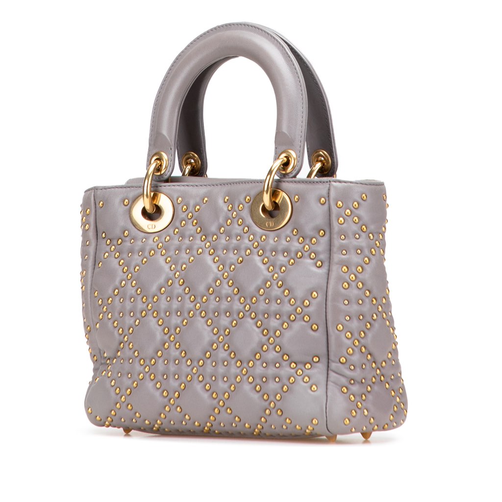 Dior Small Lambskin Cannage Studded Supple Lady Dior - Back view