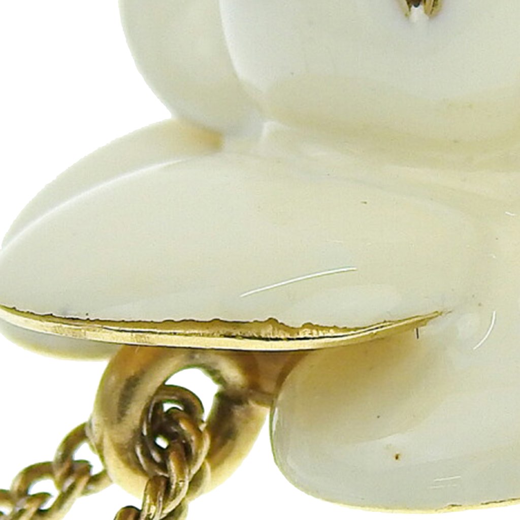 Chanel Enamel Gold Plated CC Camellia Pendant Necklace - 4