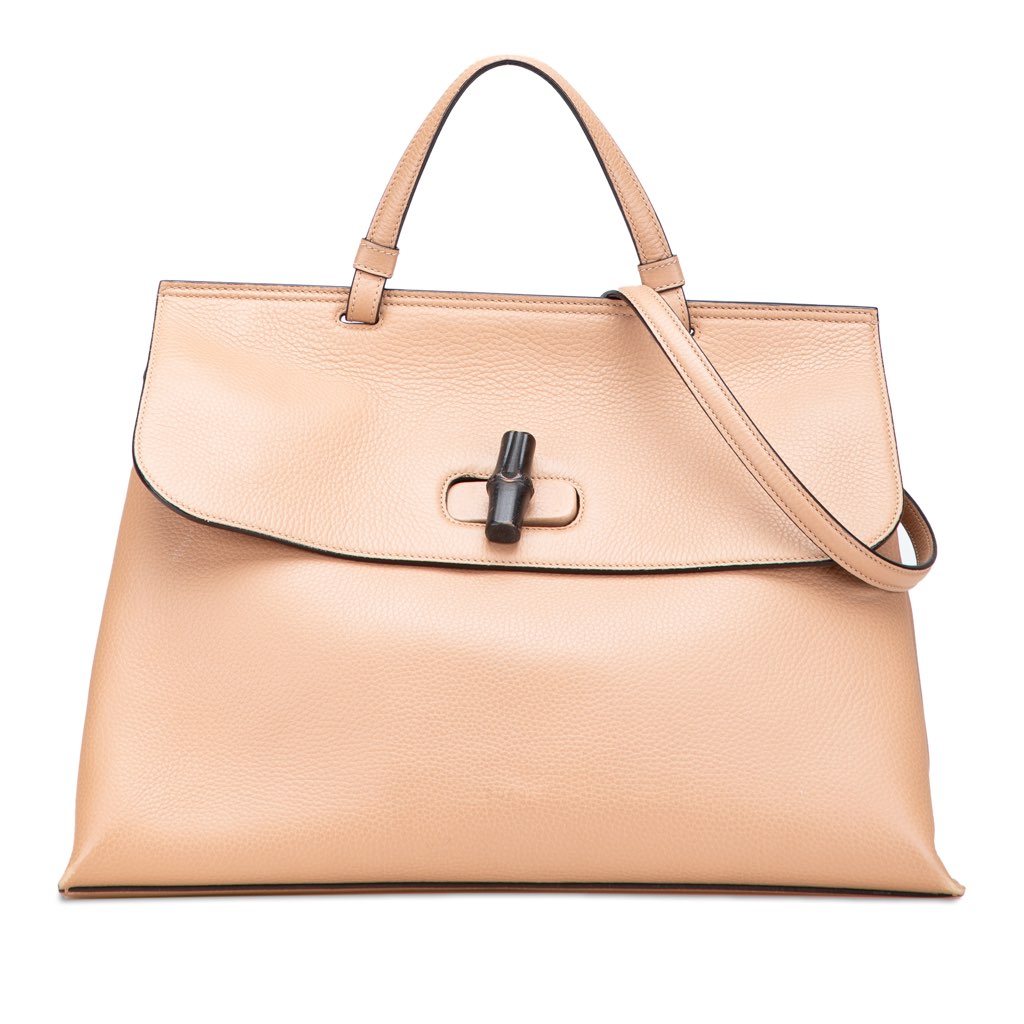 Gucci Large Leather Bamboo Daily Satchel