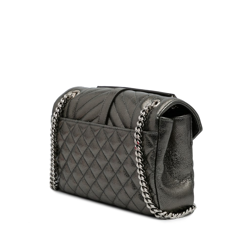 Saint Laurent Medium Iridescent Calfskin Triquilt Monogram College Bag - 2