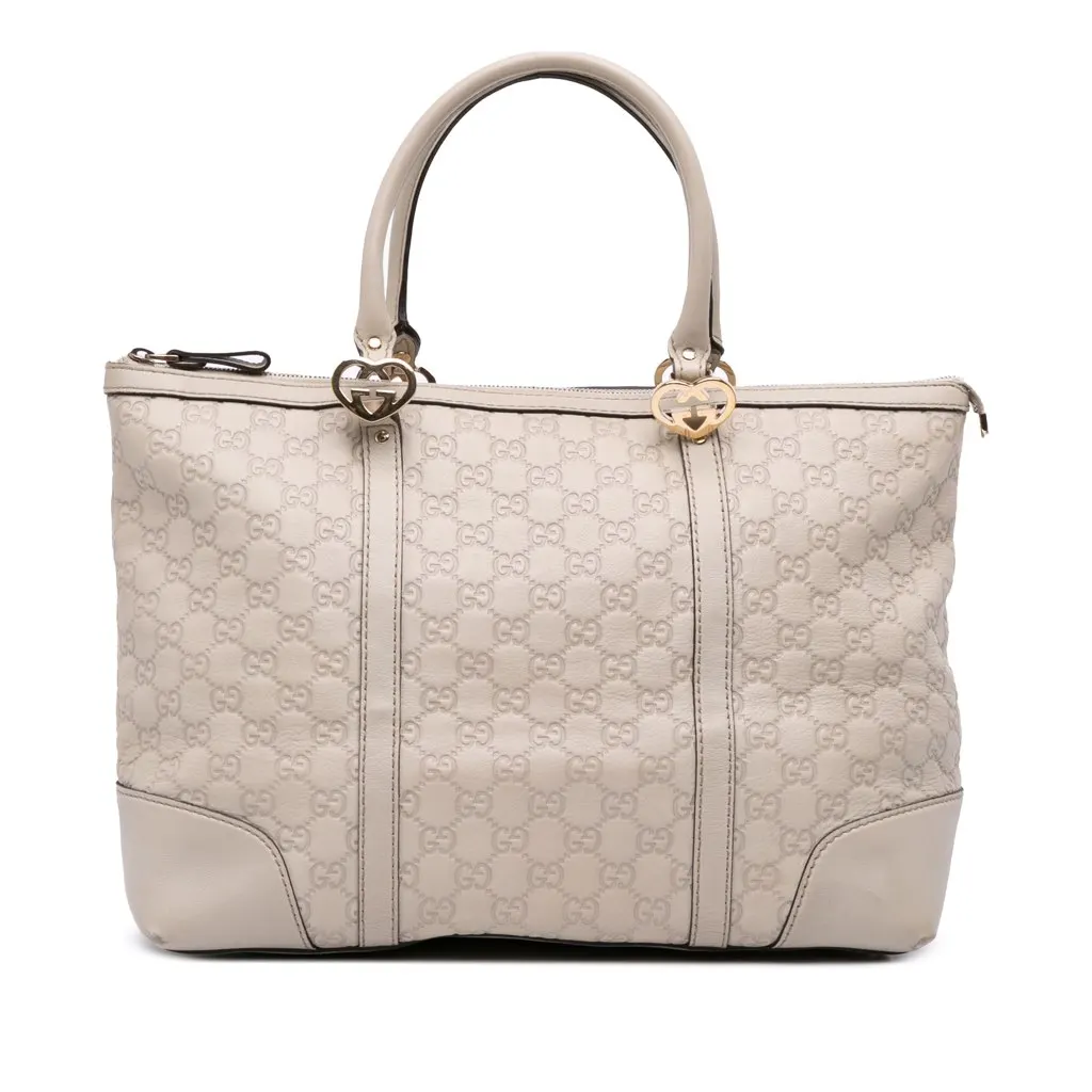 Gucci Guccissima Lovely Heart Tote Brown Leather Good - Front View