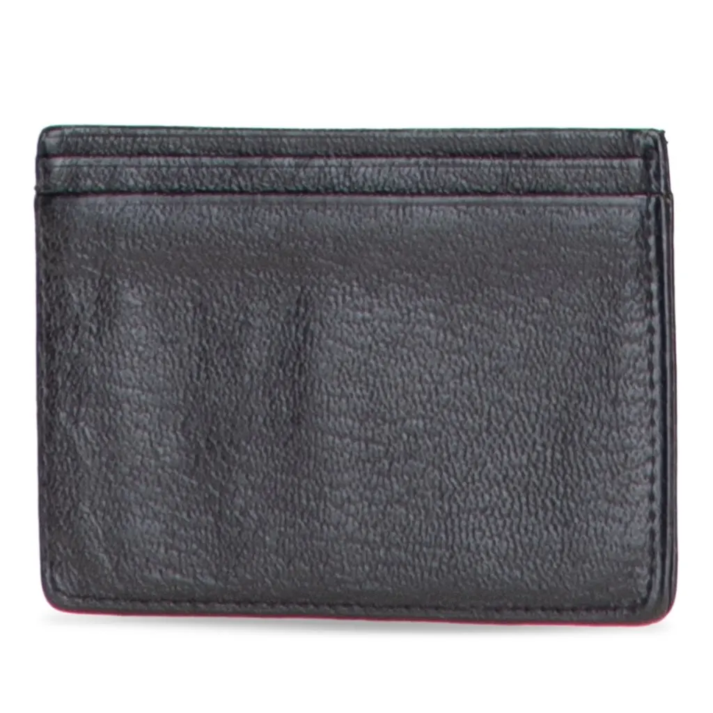 Chanel CC Goatskin Card Holder Black Leather Good - Back View