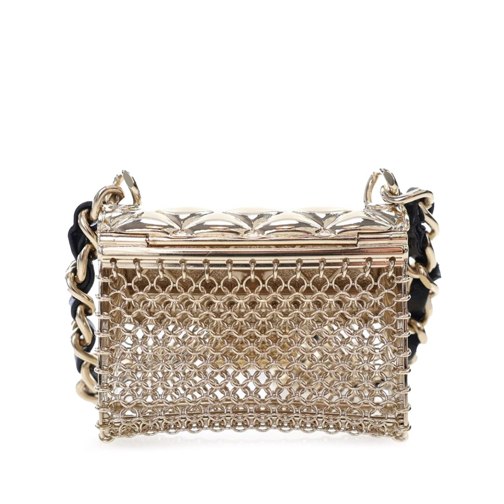 Chanel Gold Plated Lambskin Micro Flap Bag Pendant Necklace - 2