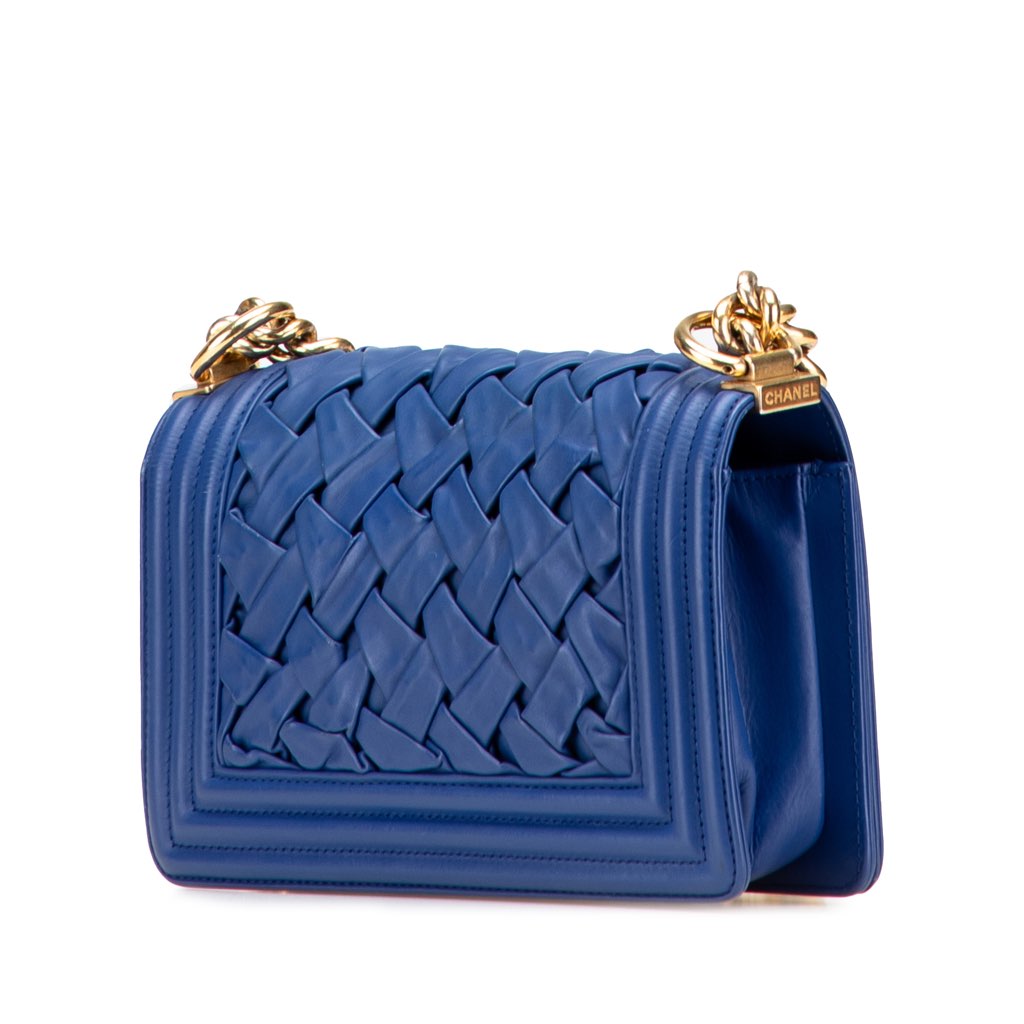 Chanel Small Woven Lambskin Chateau Boy Flap - Back view