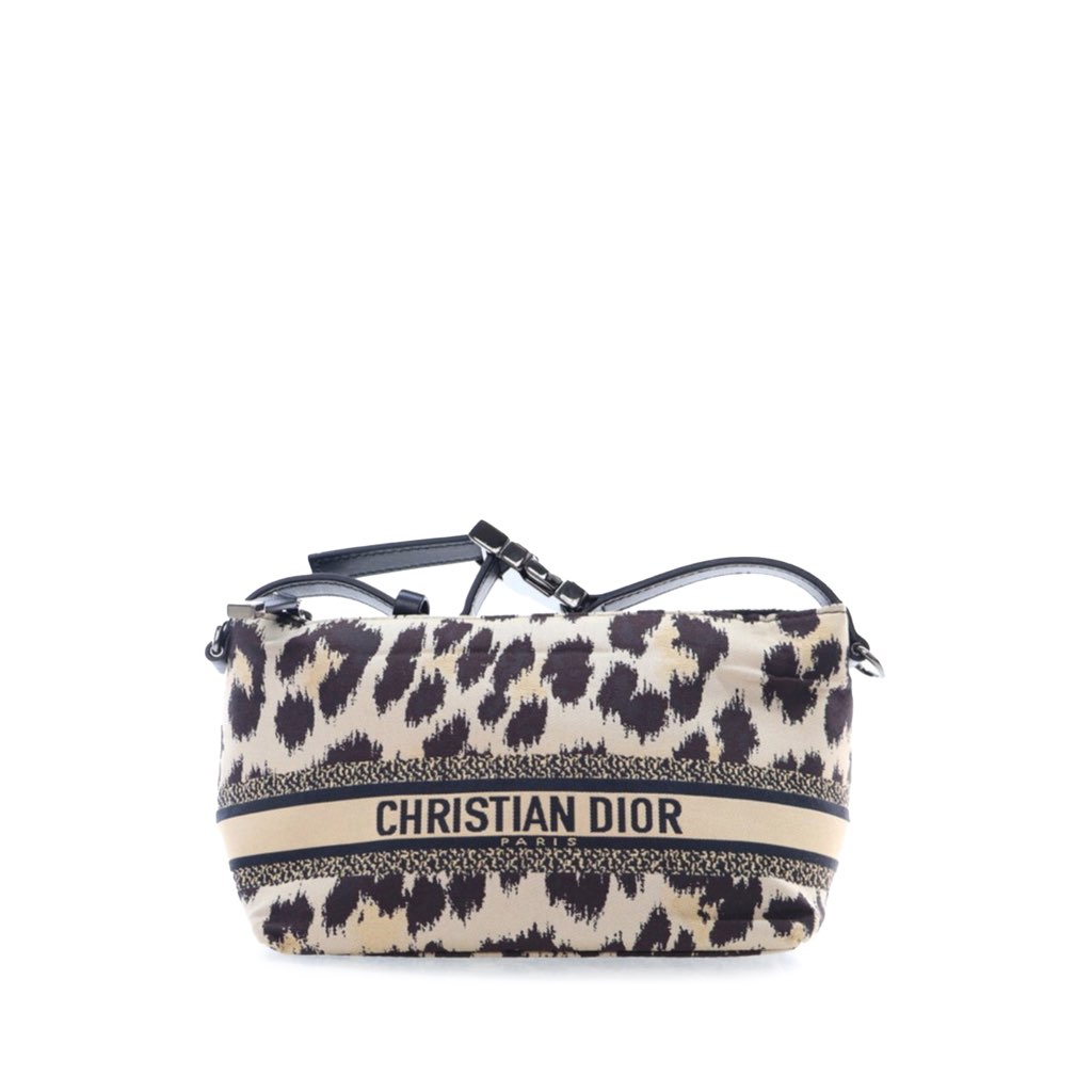 Dior Mizza Small Canvas Embroidered Leopard DiorTravel Nomad Pouch