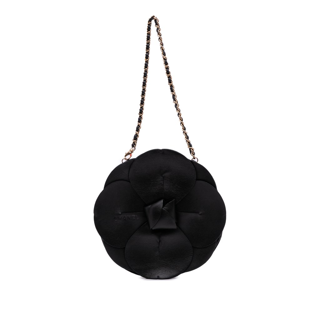 Chanel Lambskin and Satin Camellia Flower Evening Bag