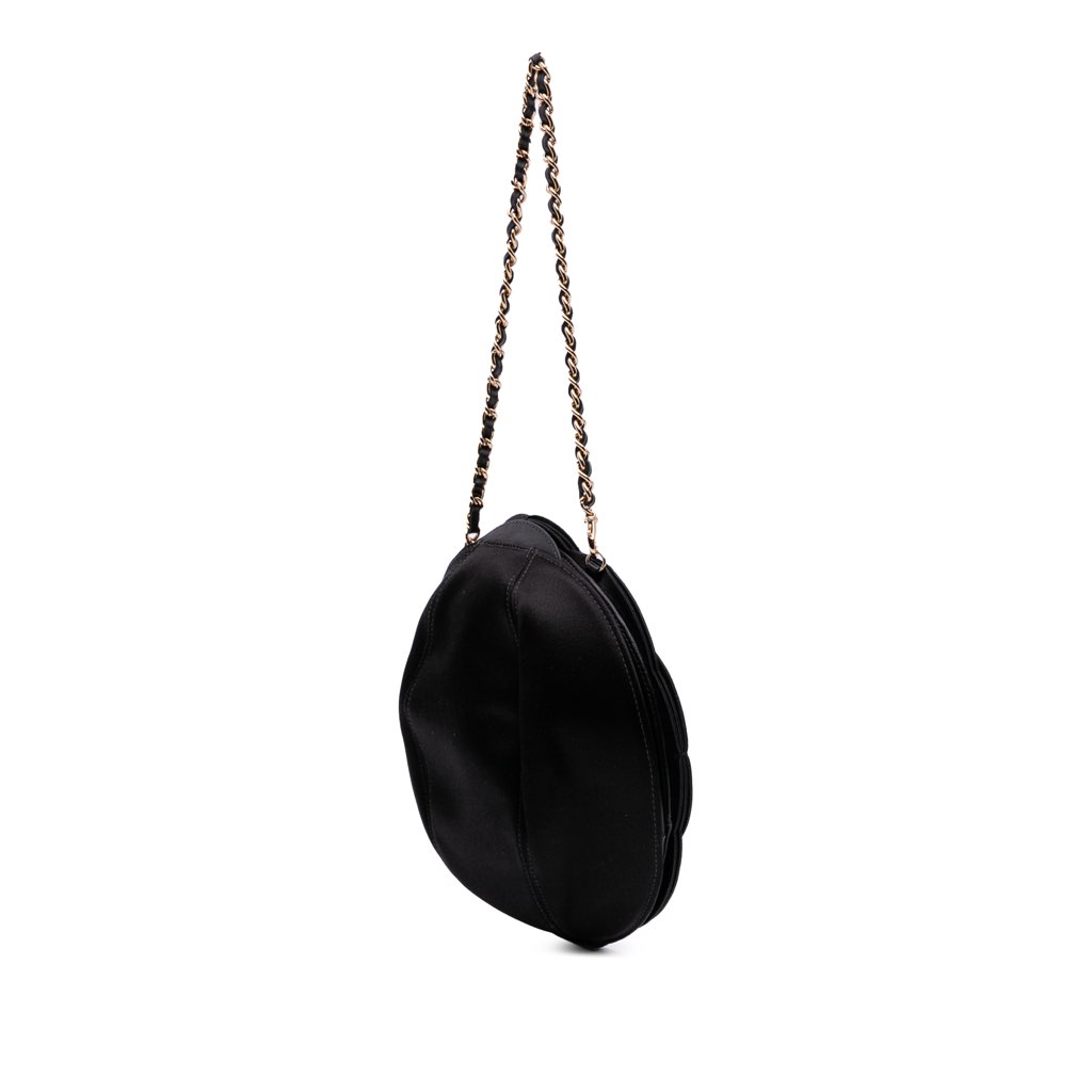 Chanel Lambskin and Satin Camellia Flower Evening Bag - Back view