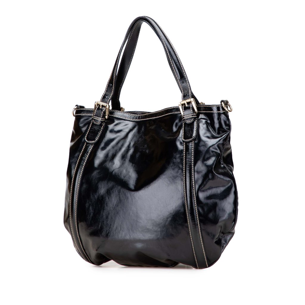 Gucci Medium Patent Web Britt Satchel - Back view