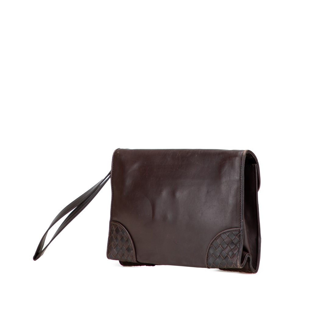 Bottega Veneta Intrecciato Trimmed Leather Clutch - Back view