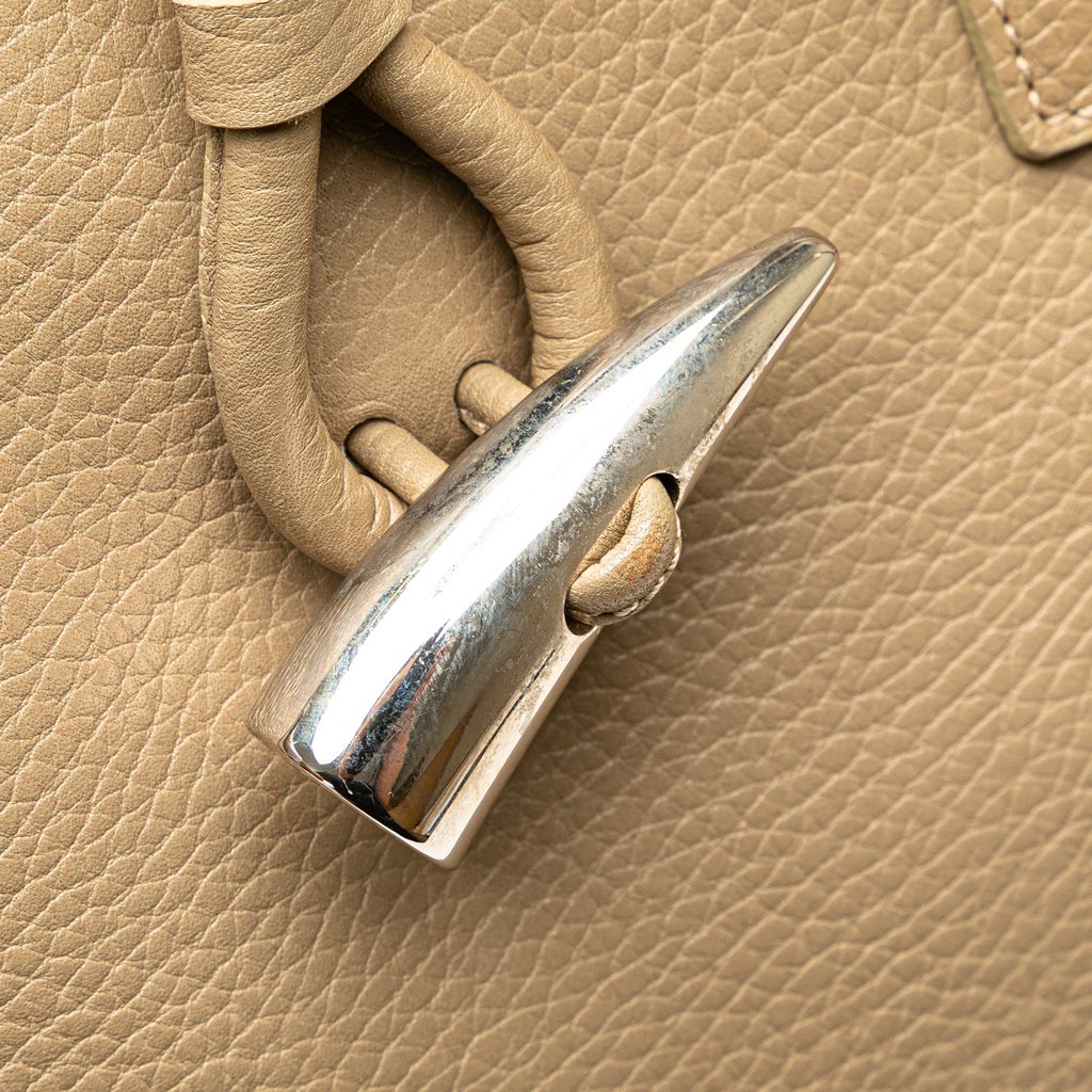 Burberry House Check Trimmed Grainy Calfskin Horn Toggle Tote - Image 11