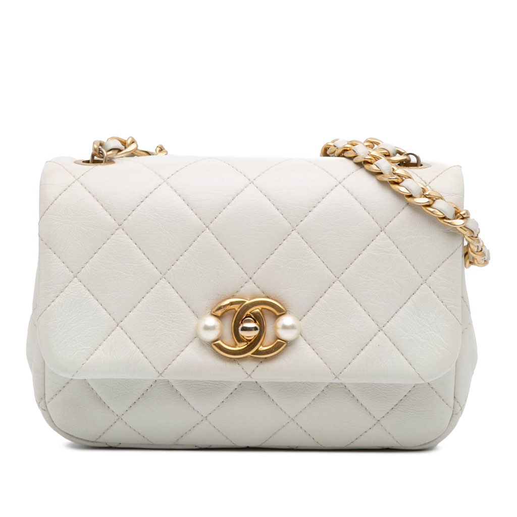 Chanel Mini Glazed Calfskin Pearl Side Flap