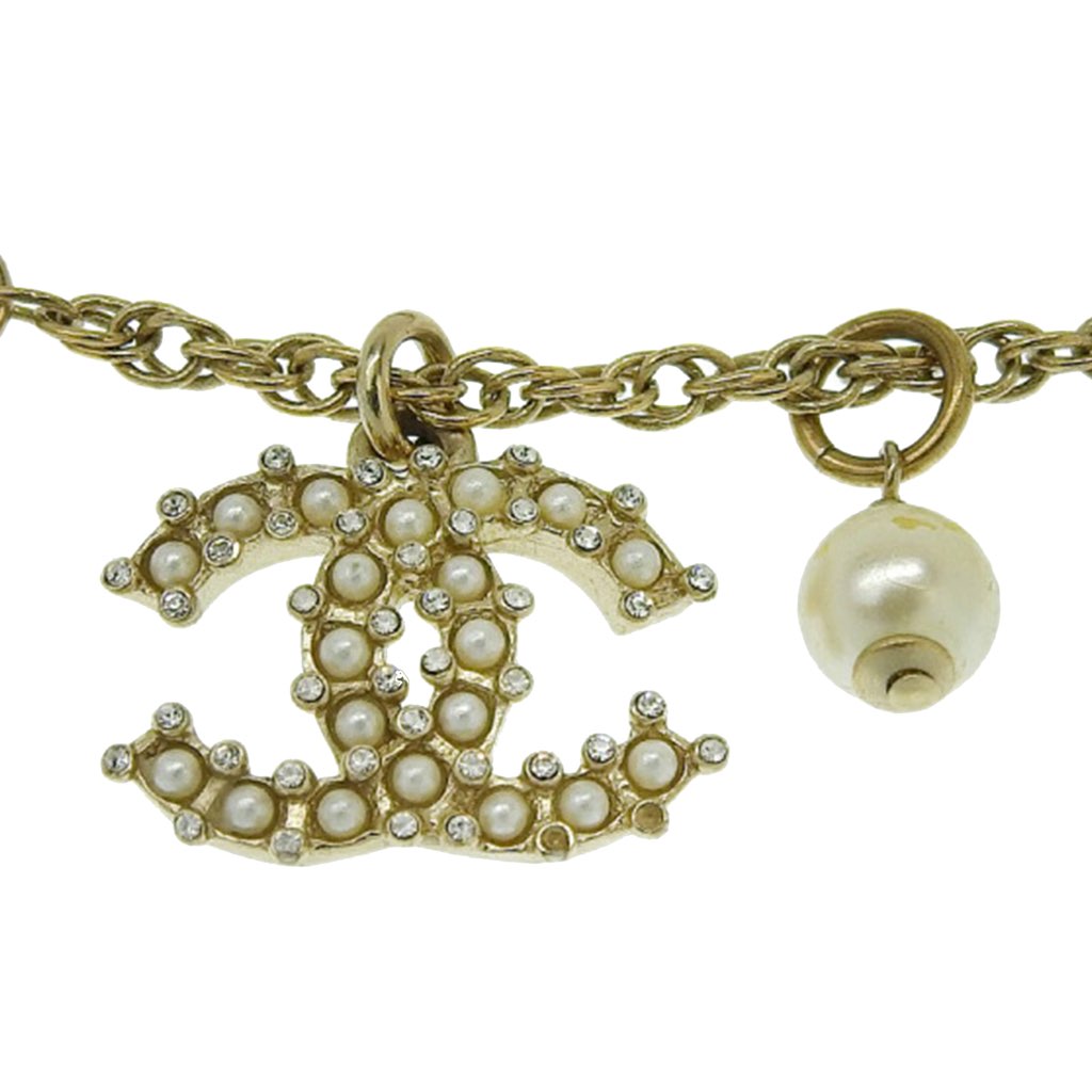 Chanel Faux Pearl and Strass CC Charm Bracelet - 3