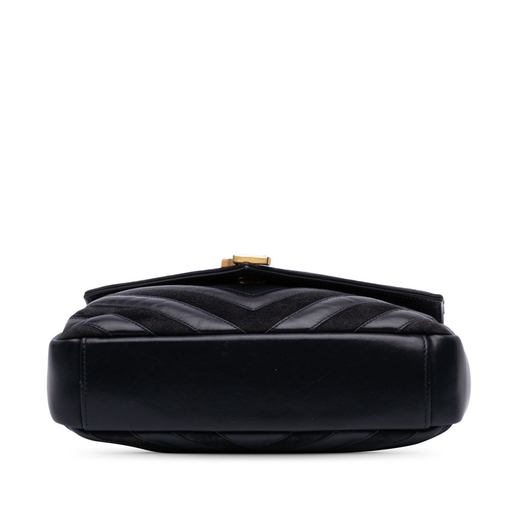 Saint Laurent Medium Chevron Calfskin and Suede Monogram College Bag - 3