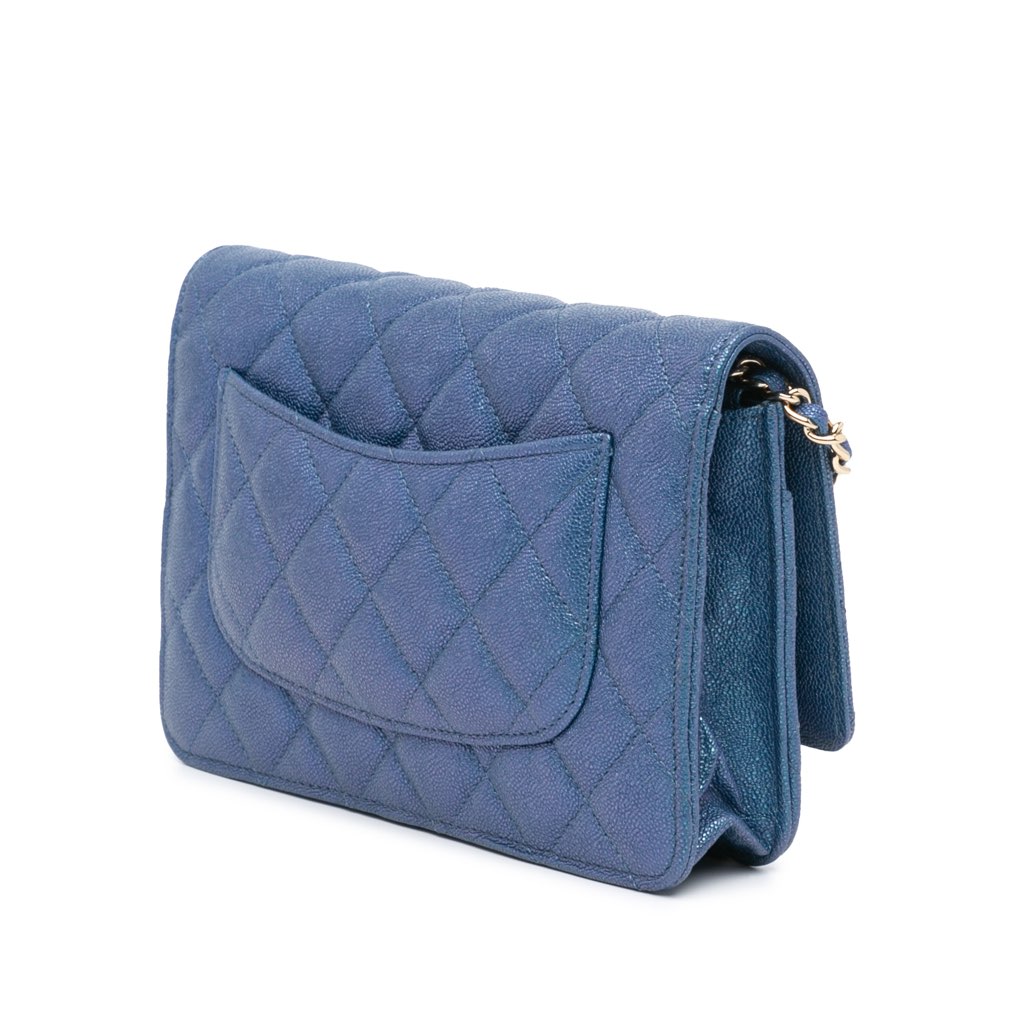Chanel CC Quilted Iridescent Caviar Wallet on Chain - 2
