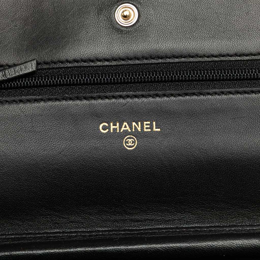 Chanel Lambskin Camellia Embossed Wallet On Chain - 5