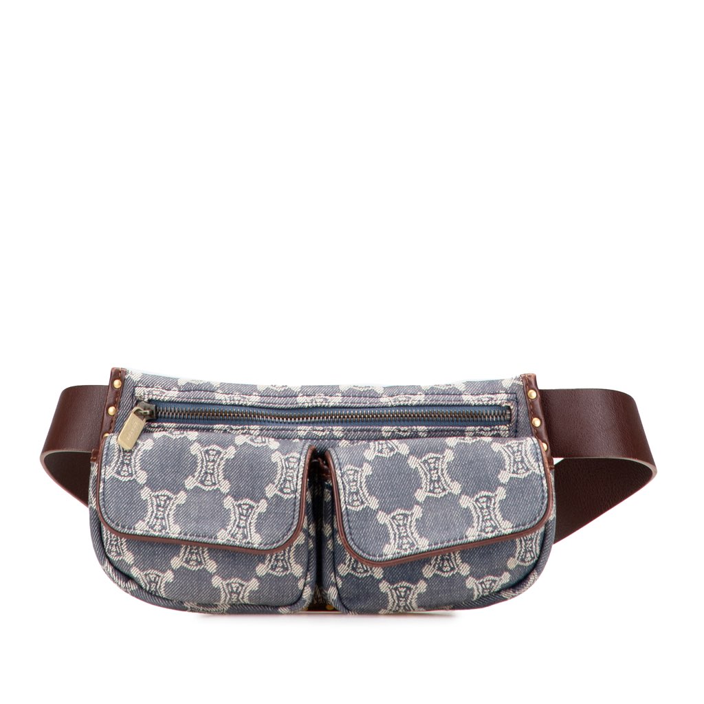 Celine Macadam Denim Double Pocket Belt Bag