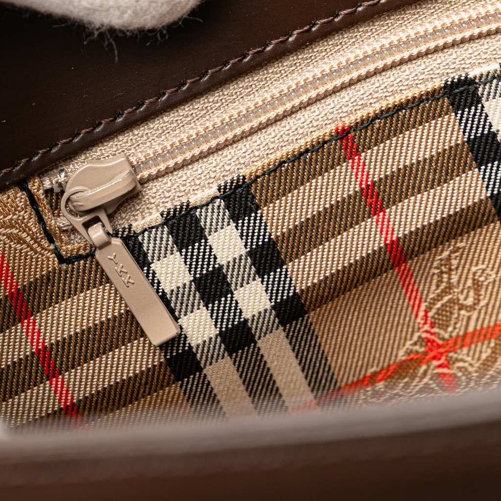 Burberry House Check Canvas Trimmed Leather Handbag - 5