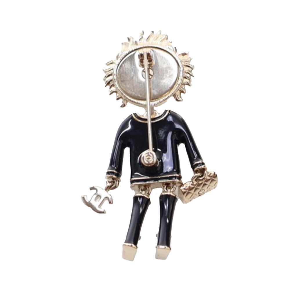 Chanel Gold Plated and Enamel Lion CC Brooch - 2