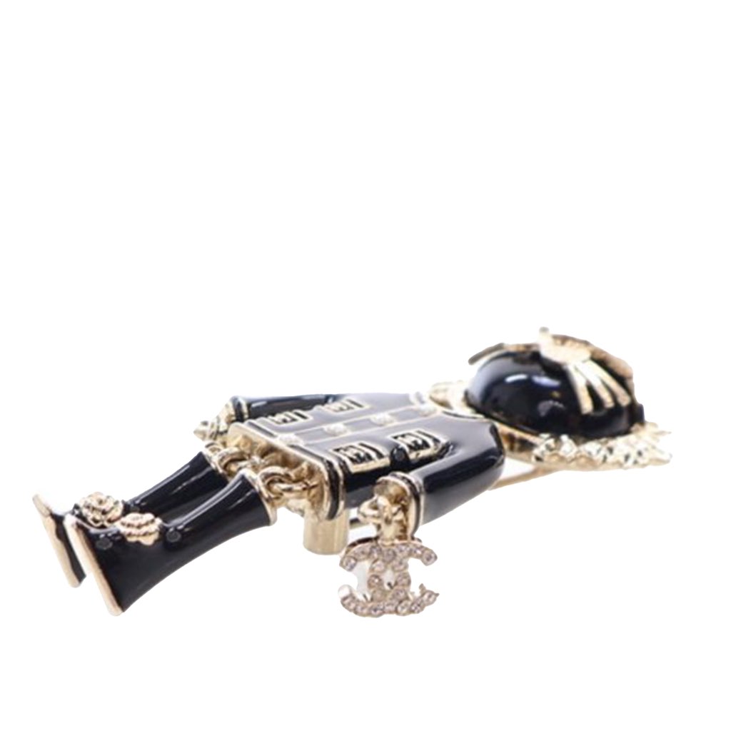 Chanel Gold Plated and Enamel Lion CC Brooch - 5