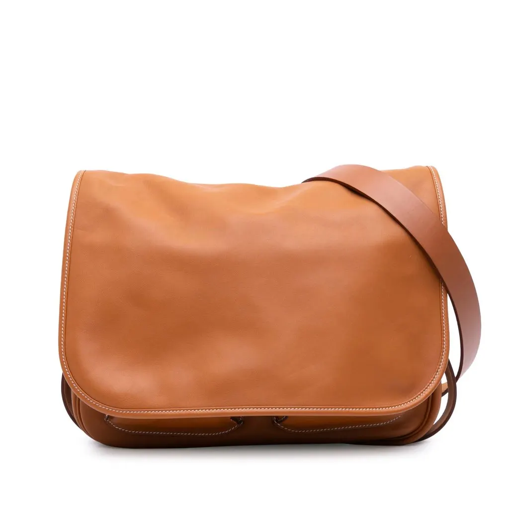 Hermès Sikkim Barda 30 Messenger Bag Brown Leather Good - Front View