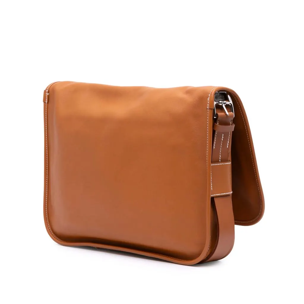 Hermès Sikkim Barda 30 Messenger Bag Brown Leather Good - Back View