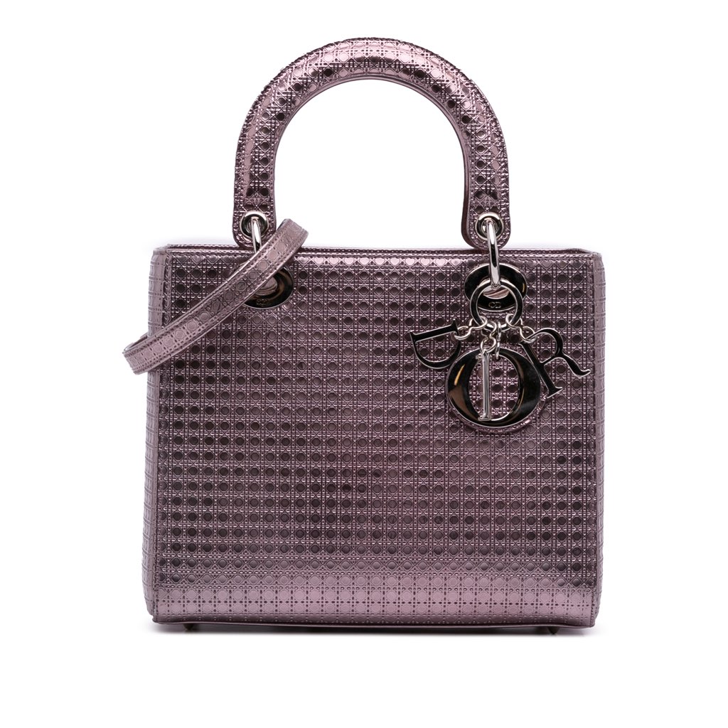 Dior Medium Metallic Patent Microcannage Lady Dior