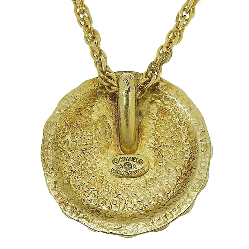 Chanel Gold Plated Logo Ribbon Pendant Necklace - 3