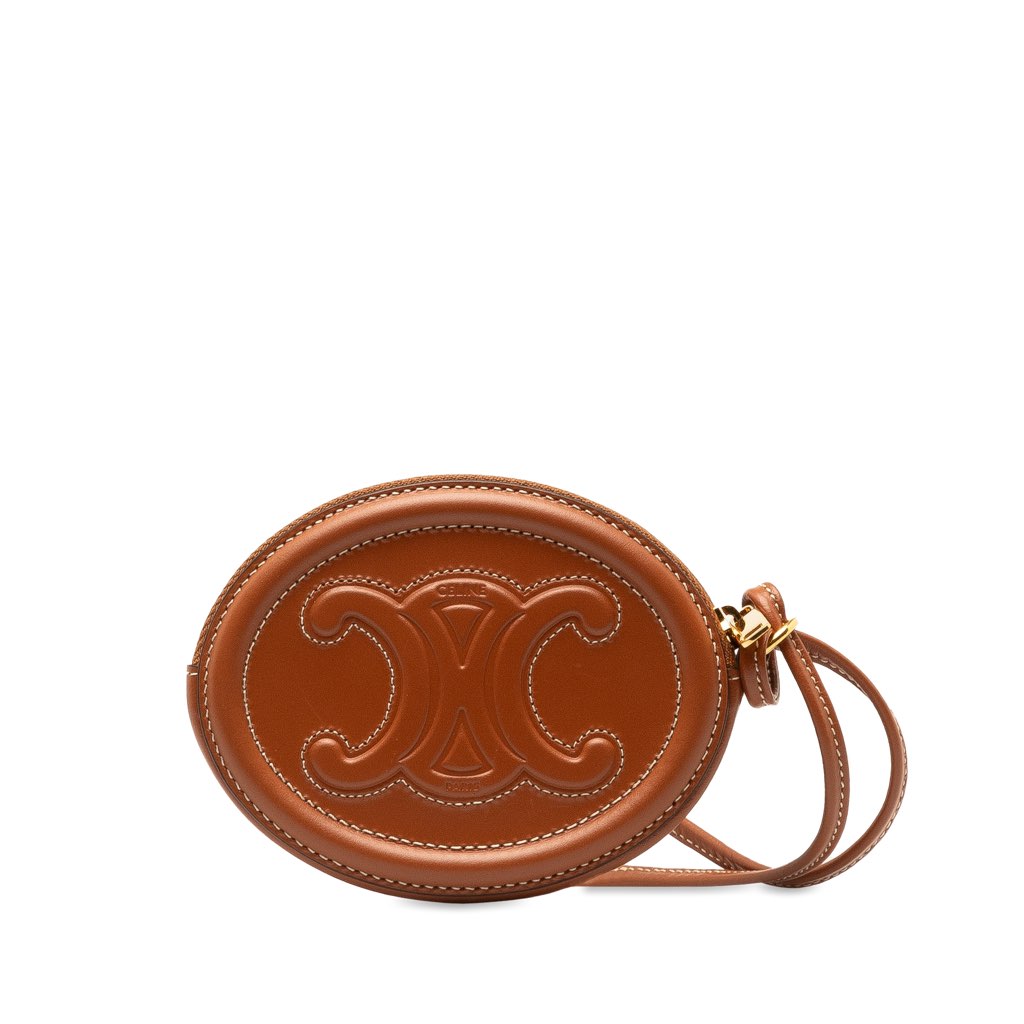 Celine Calfskin Cuir Triomphe Oval Clutch - 3