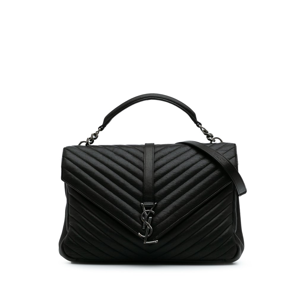 Saint Laurent Large Monogram Chevron Sheepskin College Bag