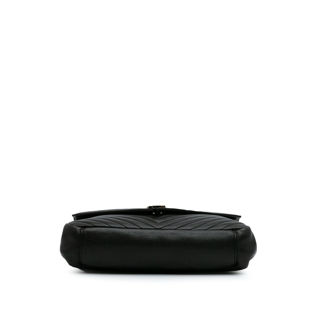 Saint Laurent Large Monogram Chevron Sheepskin College Bag - 3