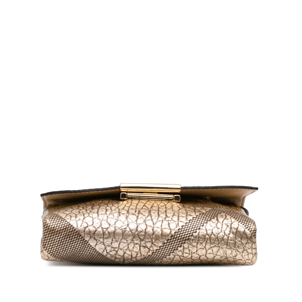 Burberry Embossed Grain Check Leather Langley Crossbody - Image 6