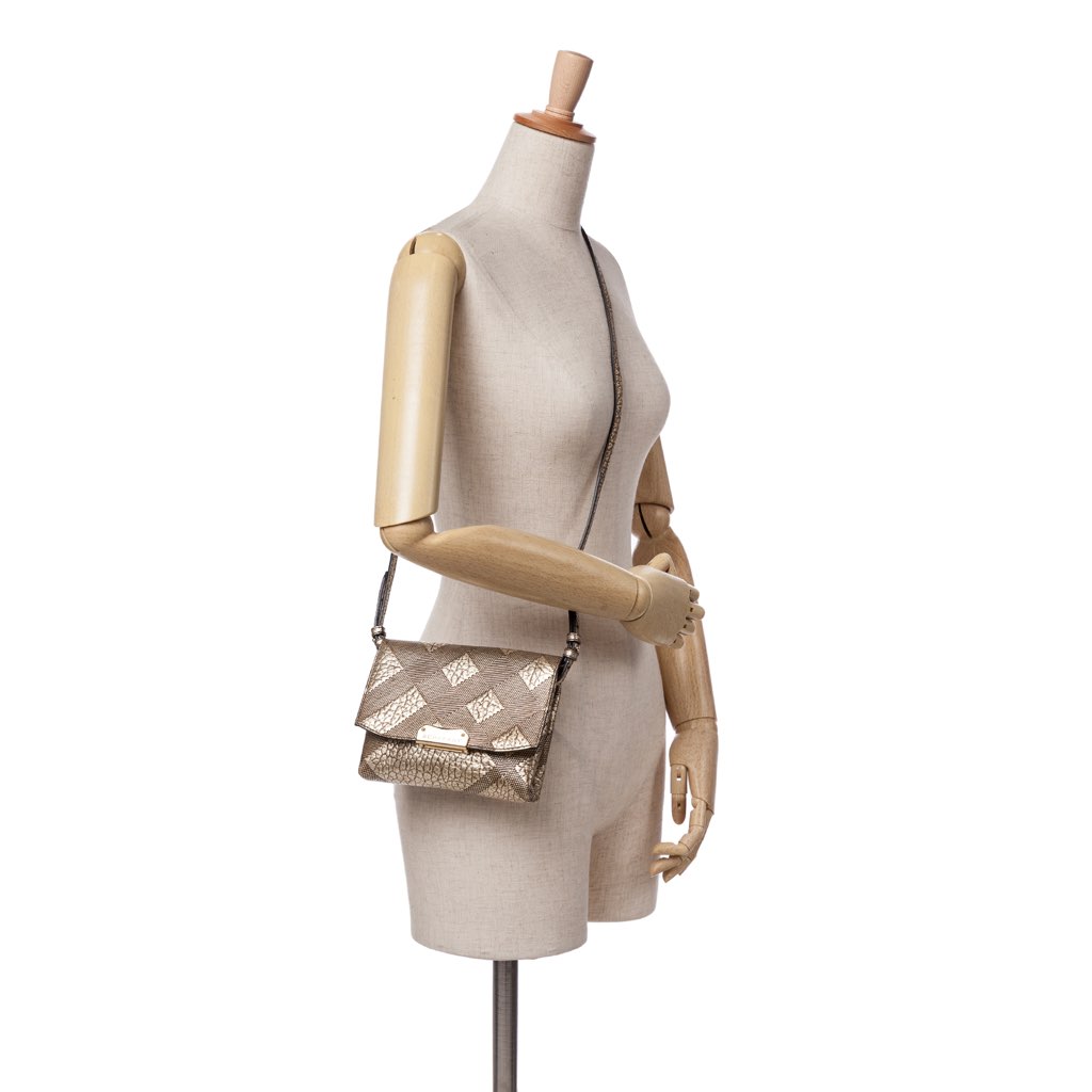 Burberry Embossed Grain Check Leather Langley Crossbody - Image 11