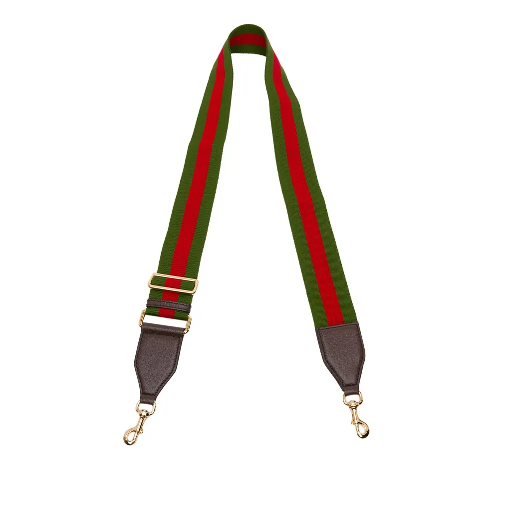 Gucci Web Canvas Bag Strap Green Canvas Good - Front View