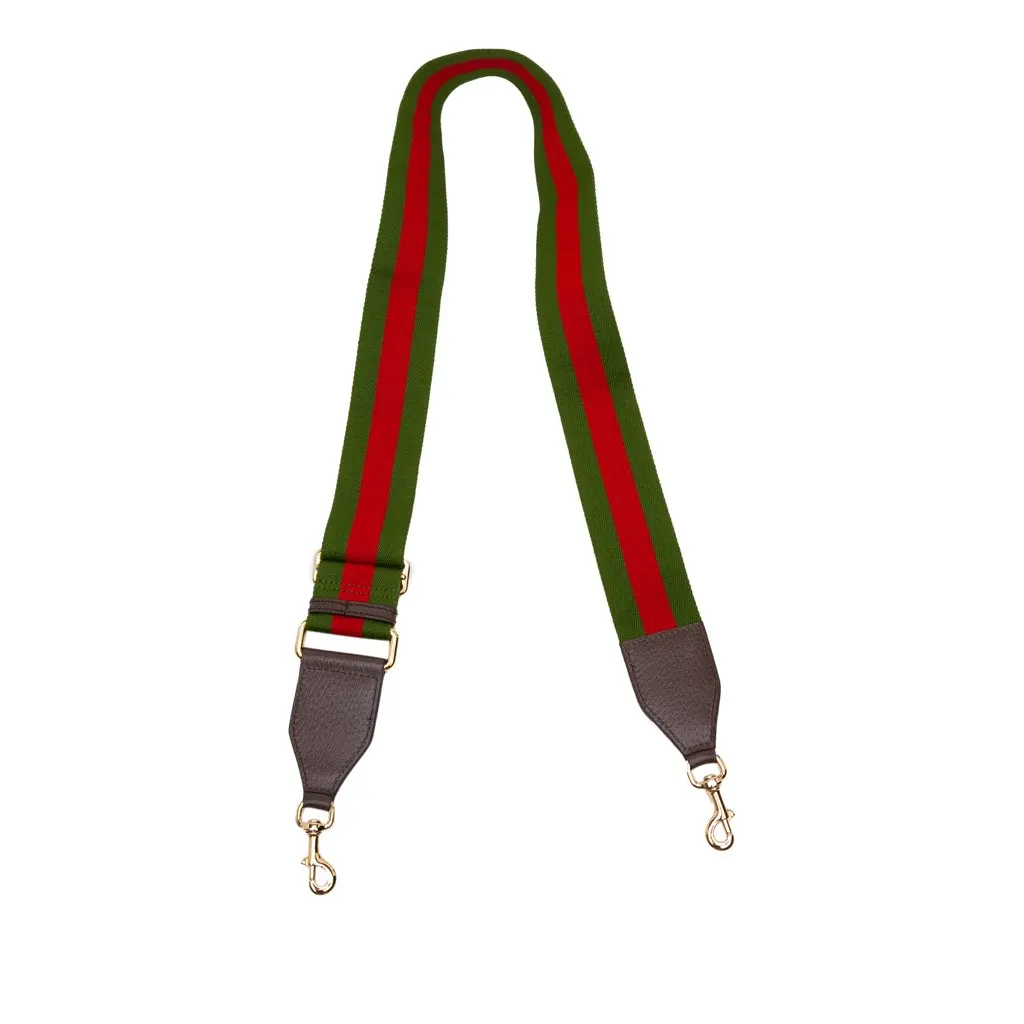 Gucci Web Canvas Bag Strap Green Canvas Good - Back View