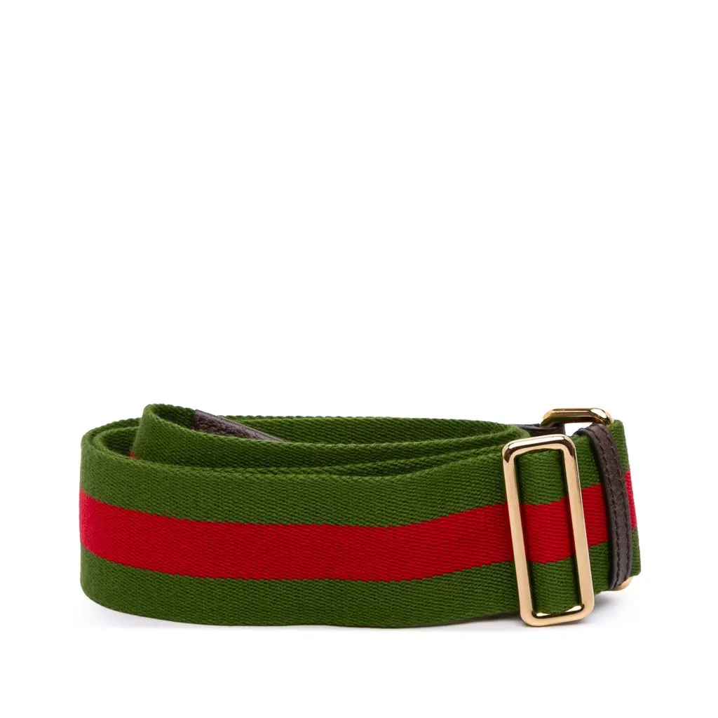 Gucci Web Canvas Bag Strap Green Canvas Good - Inside View