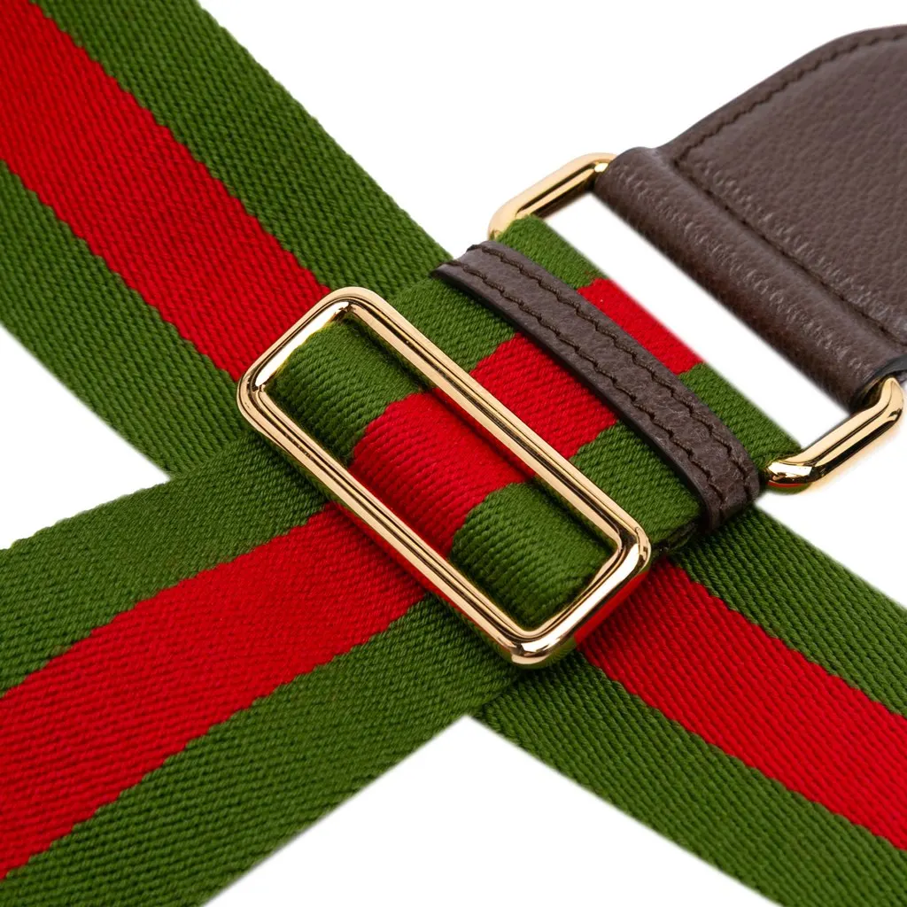 Gucci Web Canvas Bag Strap Green Canvas Good - Model View