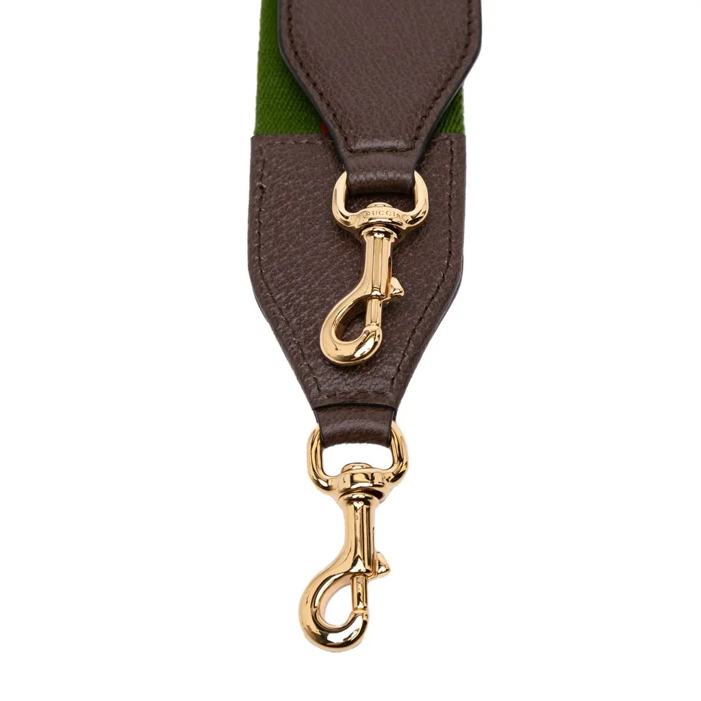 Gucci Web Canvas Bag Strap Green Canvas Good - Box View