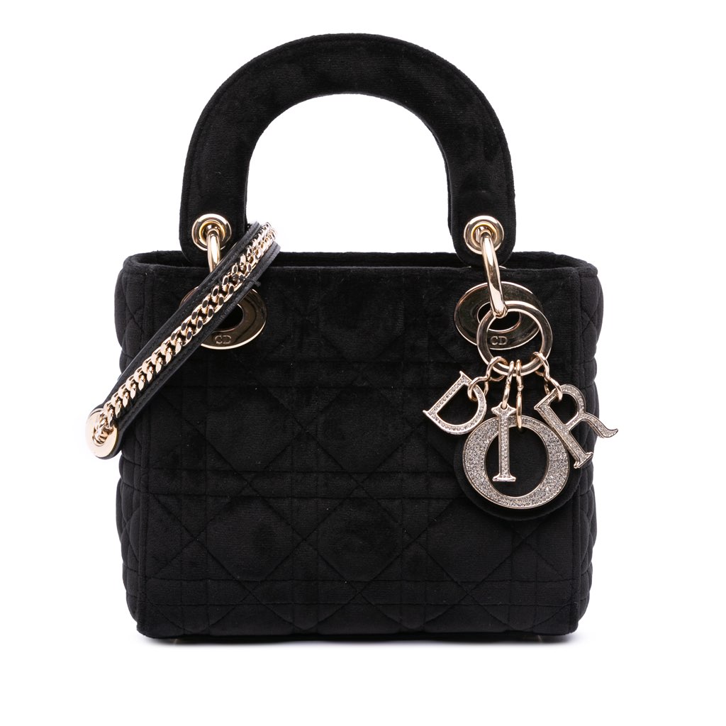 Dior Mini Velvet Cannage Lady Dior