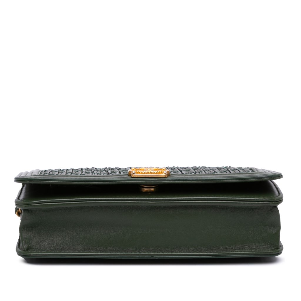 Chanel Chevron Quilted Crumpled Calfskin Boy Wallet On Chain - 3