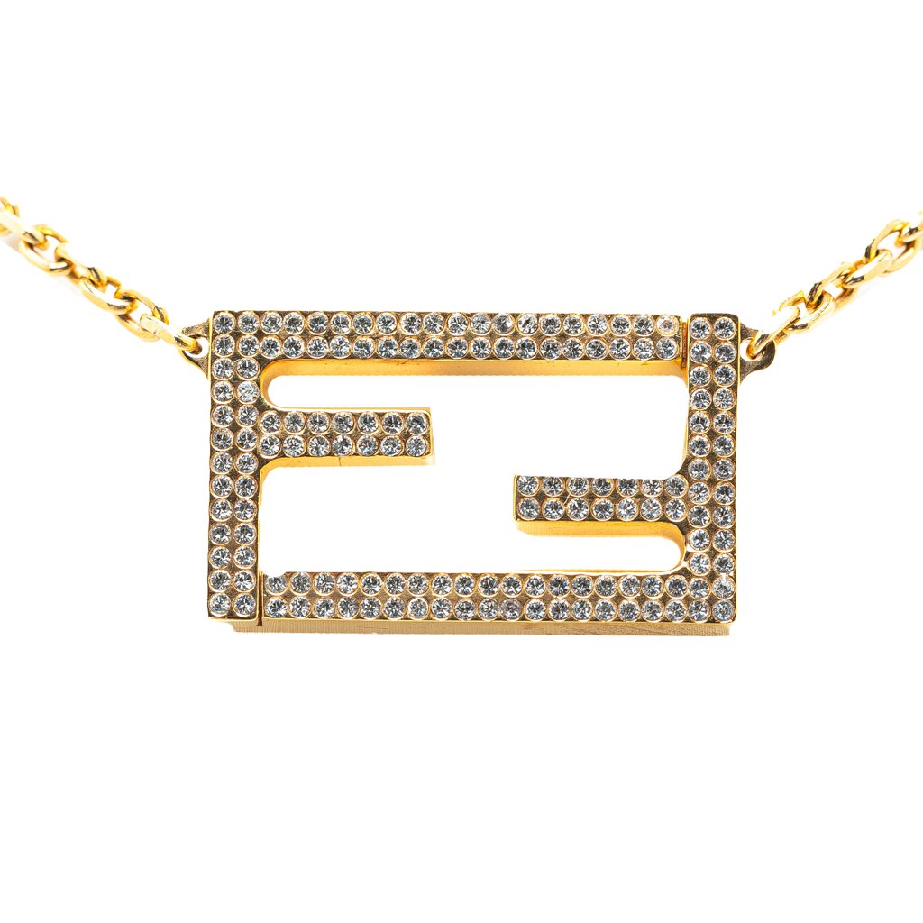Fendi FF Crystal Pendant Necklace