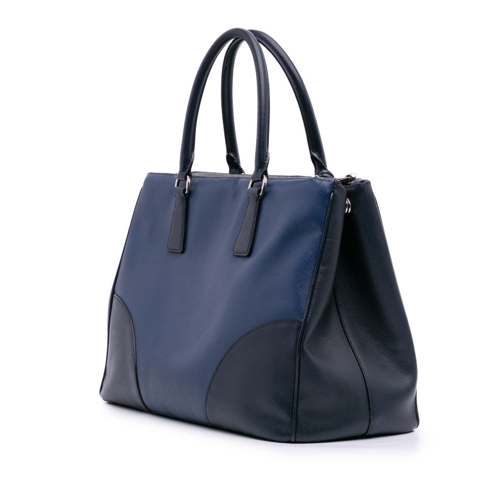 Prada Medium Bicolor Saffiano Lux Galleria Double Zip Satchel - Back view