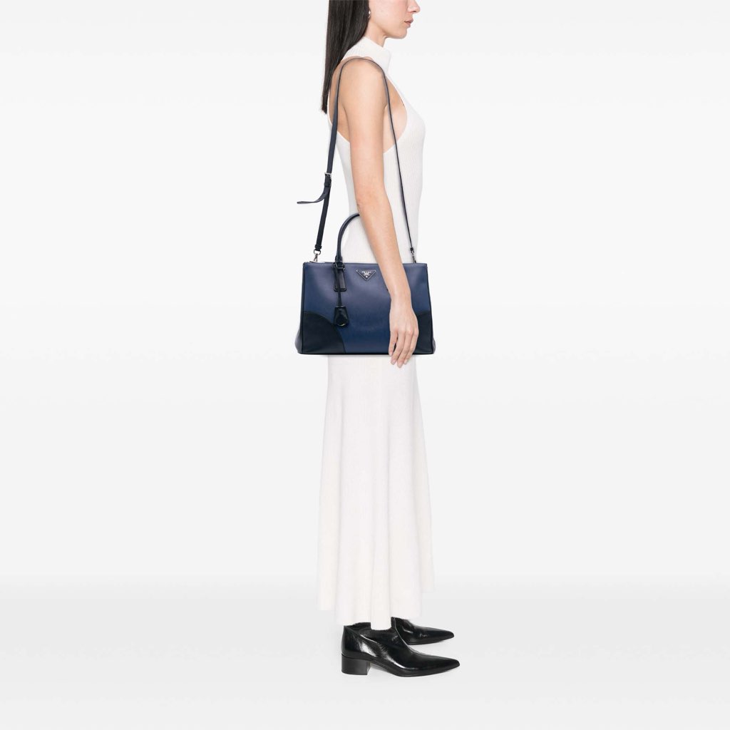 Prada Medium Bicolor Saffiano Lux Galleria Double Zip Satchel - Image 15