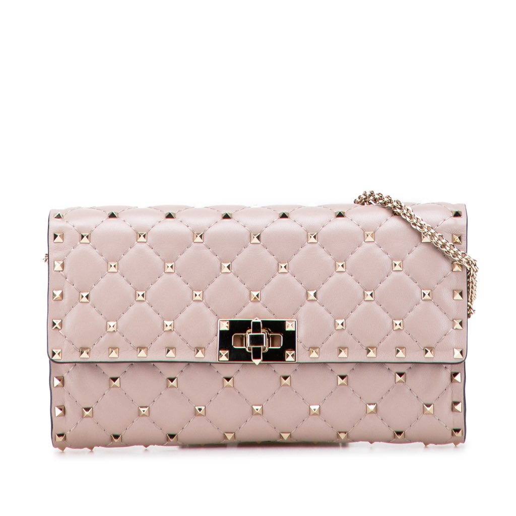 Valentino Nappa Rockstud Spike Wallet On Chain