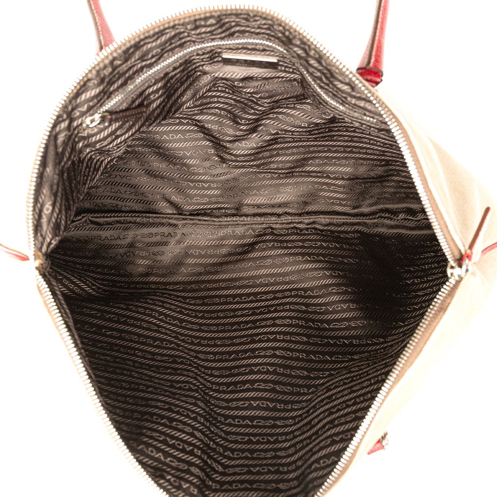 Prada Cinghiale Trimmed Canvas Canapa Tote - 4