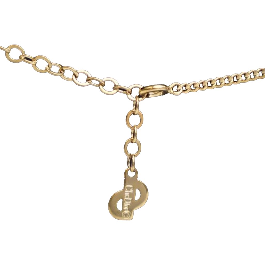 Dior Gold Plated Crystal Pendant Necklace - 2