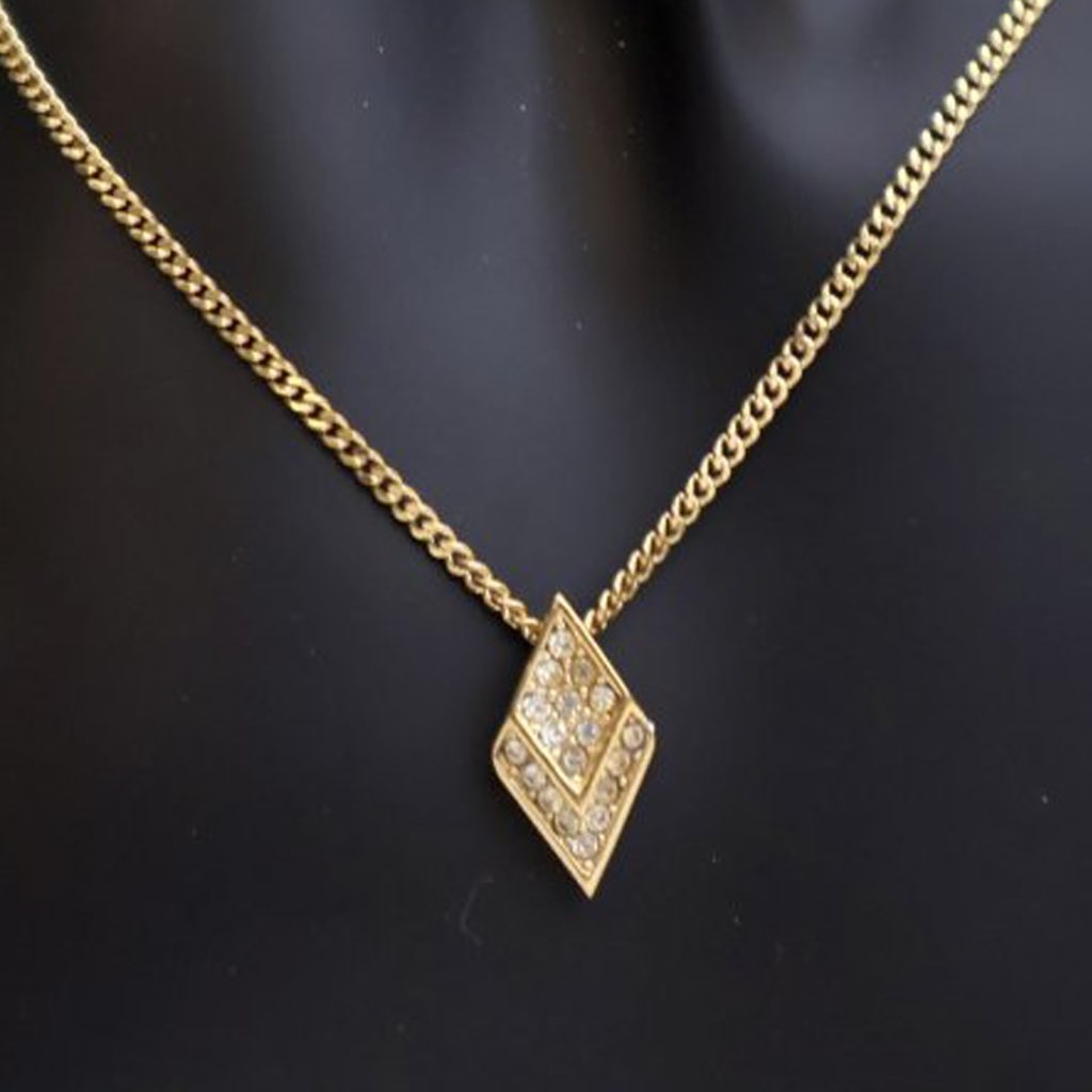 Dior Gold Plated Crystal Pendant Necklace - 3