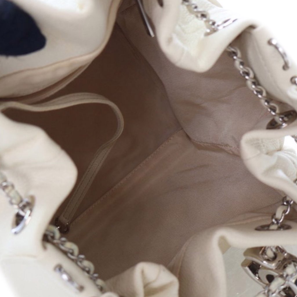 Chanel Small Quilted Caviar Flat Drawstring Chain Bucket Bag - 4