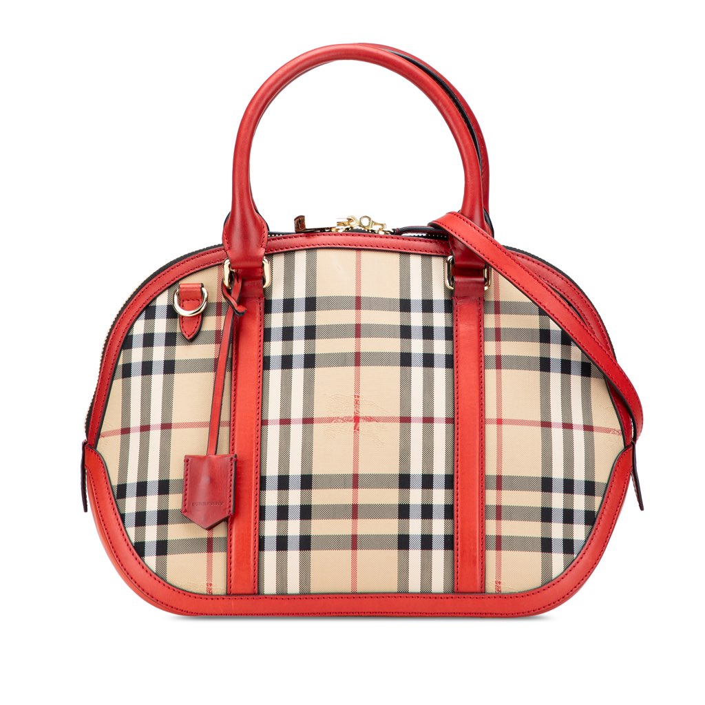 Burberry Small Haymarket Check Canvas Orchard Bowling Bag