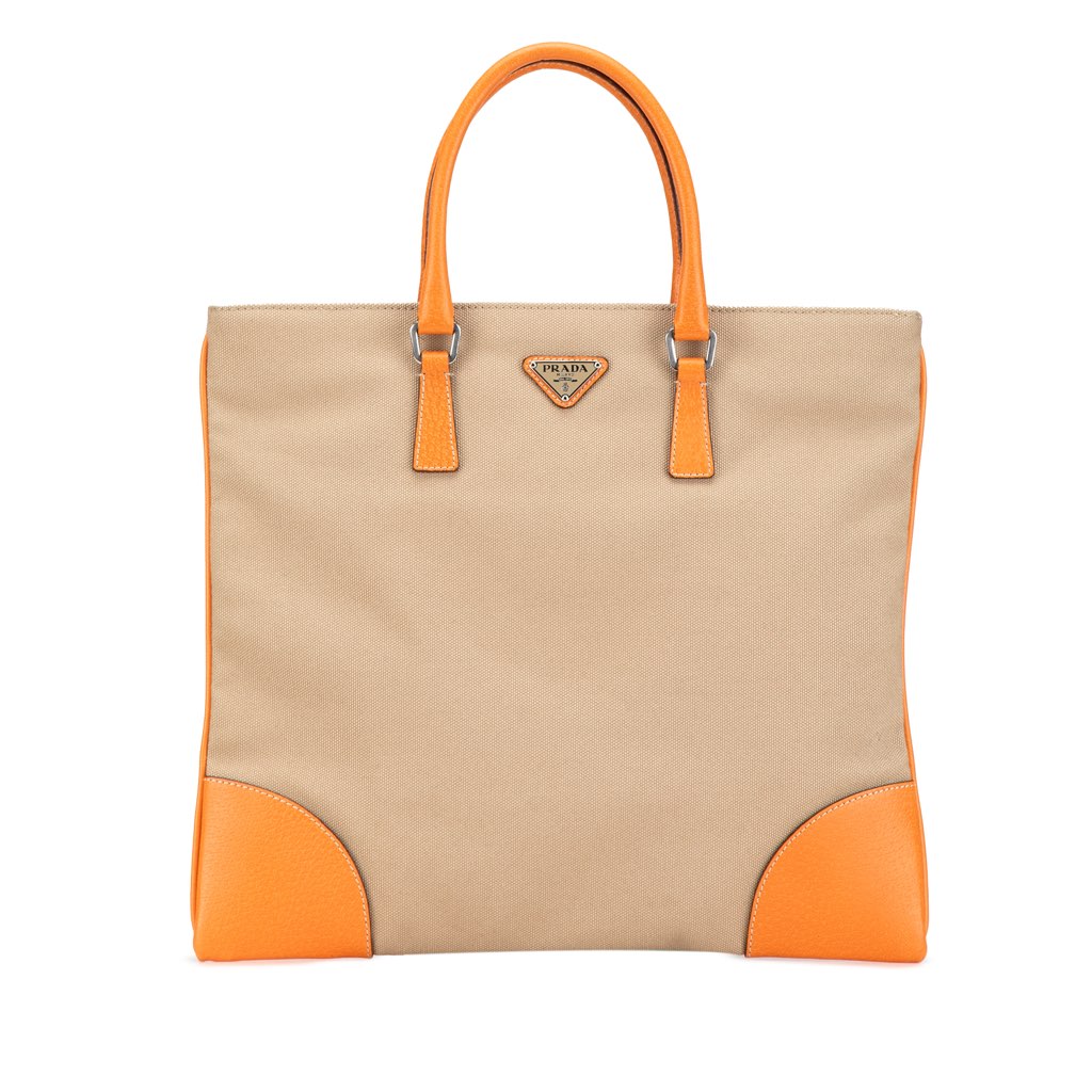 Prada Cinghiale Trimmed Canapa Tote