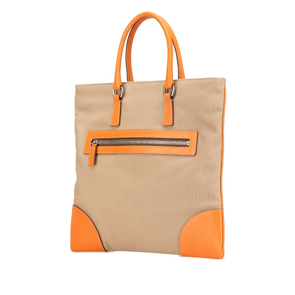 Prada Cinghiale Trimmed Canapa Tote - Back view